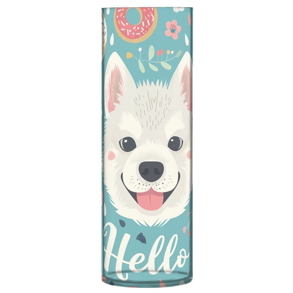 Clear Flower Vase Centerpieces Plastic Cylindrical Vases Home Wedding Decor 4"x12" Hello Dog Face