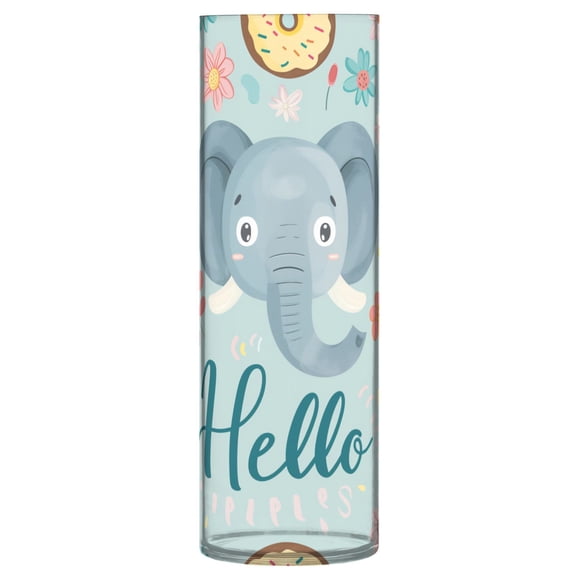 Clear Flower Vase Centerpieces Plastic Cylindrical Vases Home Wedding Decor 4"x12" Hello Elephants Face