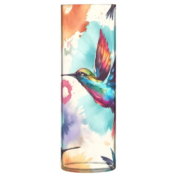 Clear Flower Vase Centerpieces Plastic Cylindrical Vases Home Wedding Decor 4"x12" Humming Birds Tie Dye
