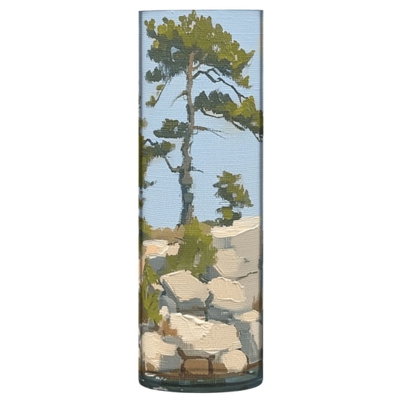 Clear Flower Vase Centerpieces Plastic Cylindrical Vases Home Wedding Decor 4"x12" Island Oil Painting