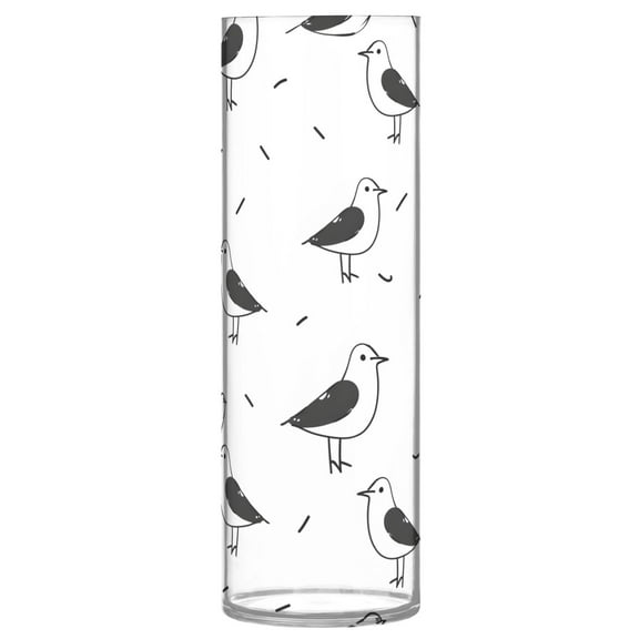 Clear Flower Vase Centerpieces Plastic Cylindrical Vases Home Wedding Decor 4"x12" Line Seagull Bird