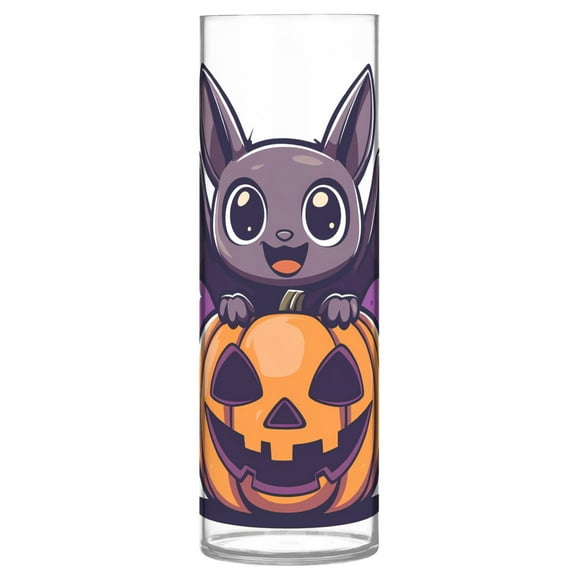 Clear Flower Vase Centerpieces Plastic Cylindrical Vases Home Wedding Decor 4"x12" Lovely Bat on Pumpkin
