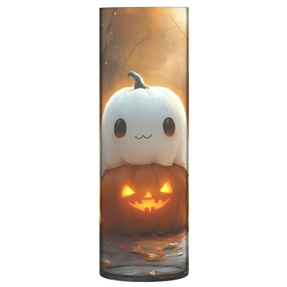 Clear Flower Vase Centerpieces Plastic Cylindrical Vases Home Wedding Decor 4"x12" Lovely Ghost on Pumpkin