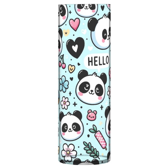 Clear Flower Vase Centerpieces Plastic Cylindrical Vases Home Wedding Decor 4"x12" Panda Face Flower Doughnut