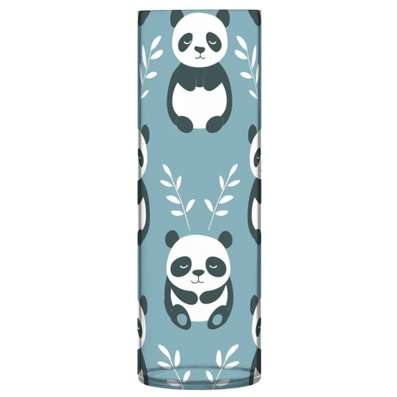 Clear Flower Vase Centerpieces Plastic Cylindrical Vases Home Wedding Decor 4"x12" Pandas Sitting and Leaf