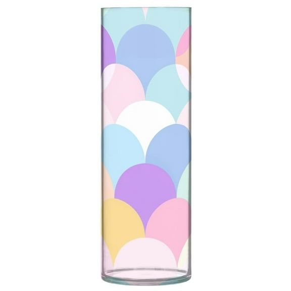 Clear Flower Vase Centerpieces Plastic Cylindrical Vases Home Wedding Decor 4"x12" Pastel Colors Scales