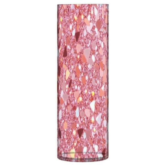 Clear Flower Vase Centerpieces Plastic Cylindrical Vases Home Wedding Decor 4"x12" Pink Clastic Gemstone