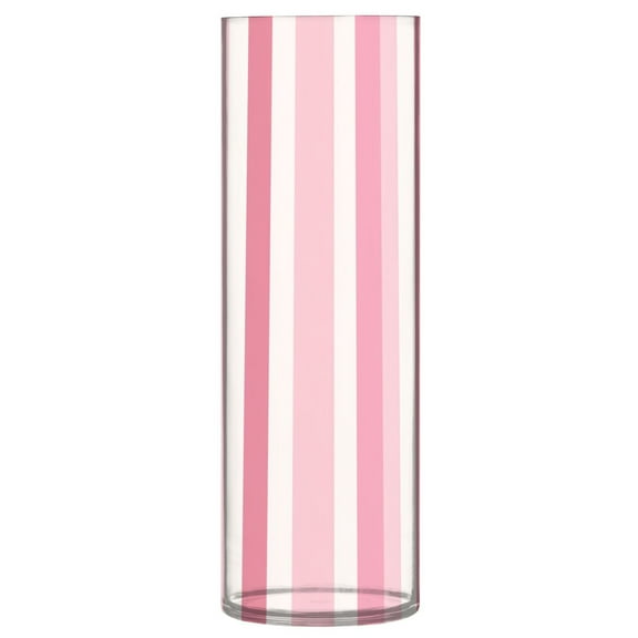 Clear Flower Vase Centerpieces Plastic Cylindrical Vases Home Wedding Decor 4"x12" Pink Striped