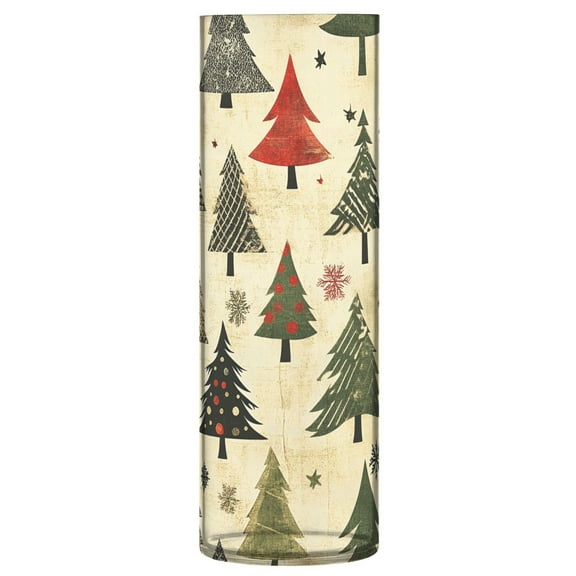 Clear Flower Vase Centerpieces Plastic Cylindrical Vases Home Wedding Decor 4"x12" Retro Christmas Trees