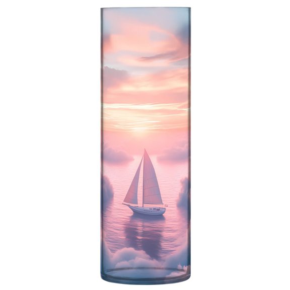 Clear Flower Vase Centerpieces Plastic Cylindrical Vases Home Wedding Decor 4"x12" Sailboat above Clouds