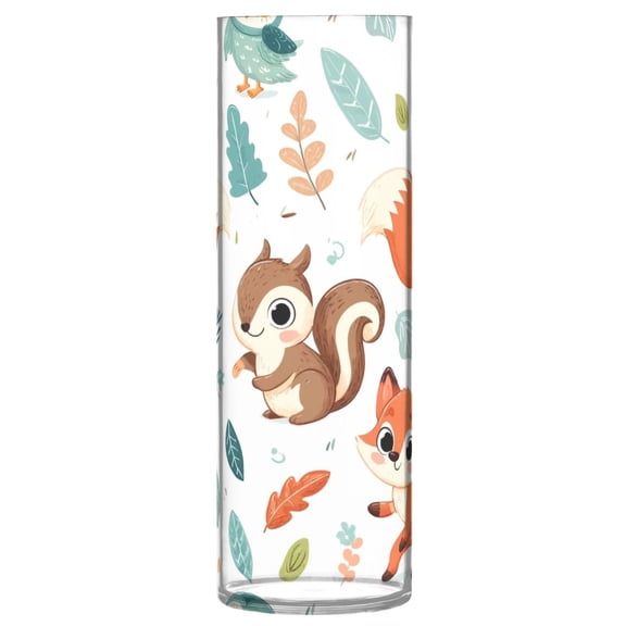 Clear Flower Vase Centerpieces Plastic Cylindrical Vases Home Wedding Decor 4"x12" Squirrel Fox Owl Leaf