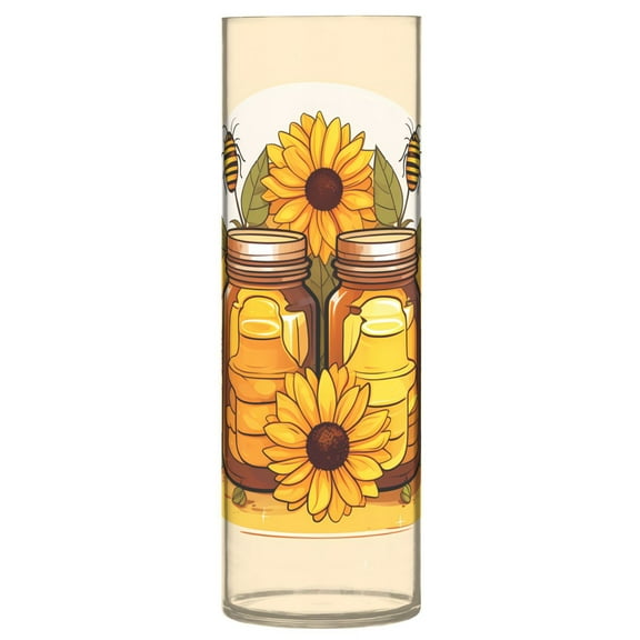 Clear Flower Vase Centerpieces Plastic Cylindrical Vases Home Wedding Decor 4"x12" Sunflowers Honey Jars Bee