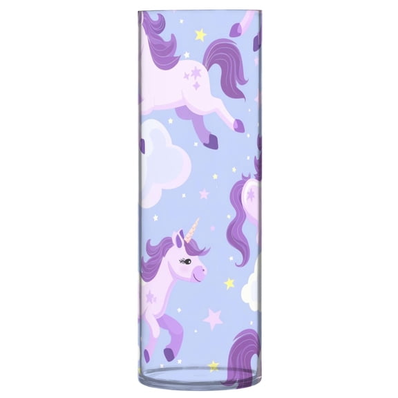 Clear Flower Vase Centerpieces Plastic Cylindrical Vases Home Wedding Decor 4"x12" Unicorns Running in Sky