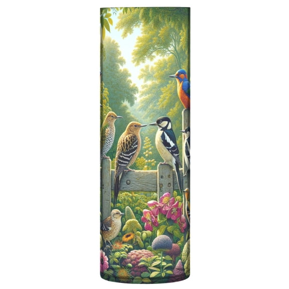 Clear Flower Vase Centerpieces Plastic Cylindrical Vases Home Wedding Decor 4"x12" Various Birds on Wooden Fence