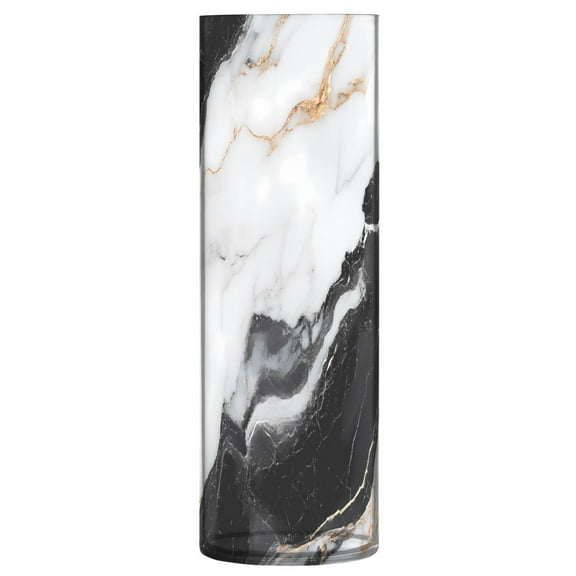 Clear Flower Vase Centerpieces Plastic Cylindrical Vases Home Wedding Decor 4"x12" White Black Marble Texture
