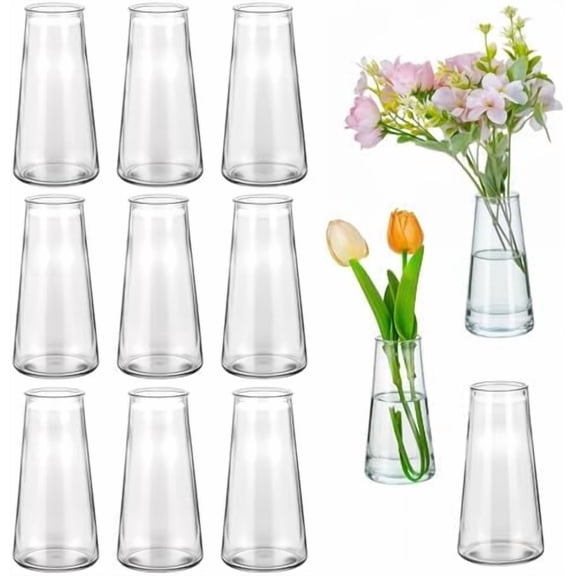 Clear Flower Vases for Centerpieces: Modern Glass Vase Set of 12 for Wedding Party Centerpiece Home Table Decor 5.3In Small Bud Vases for Flowers Rose Tulip Stems