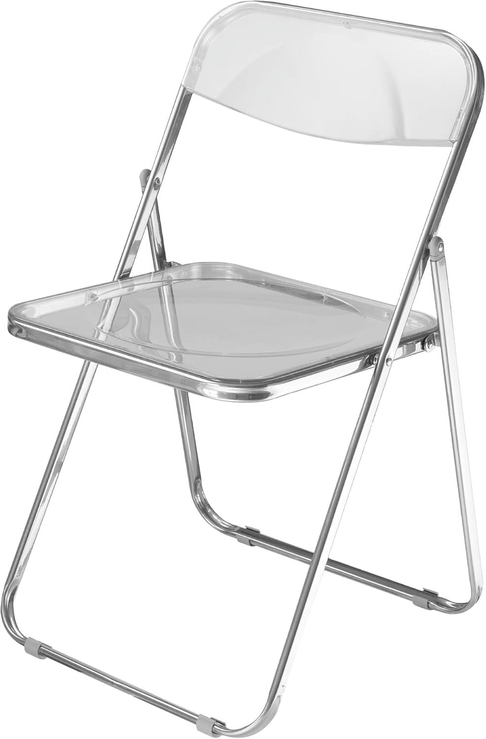 Urban Shop Transparent Acrylic Modern Folding Chair with Chrome Frame, Clear