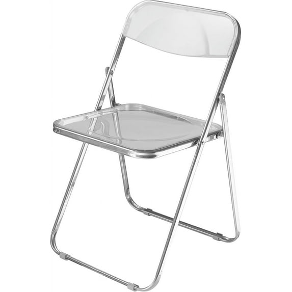 Urban Shop Transparent Acrylic Modern Folding Chair with Chrome Frame, Clear