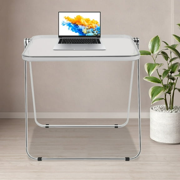 Clear Folding Table Portable Home Office Small Computer Desk Indoor Side Table