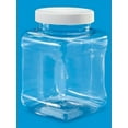 Clear Food Grade PET Plastic Square Grip Storage Jar w/ Cap 16 Fluid