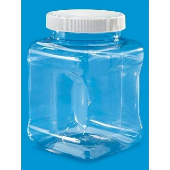 Pride Of India Clear PET Plastic Storage Jar with Cap - 16 oz, 12-Jar Pack