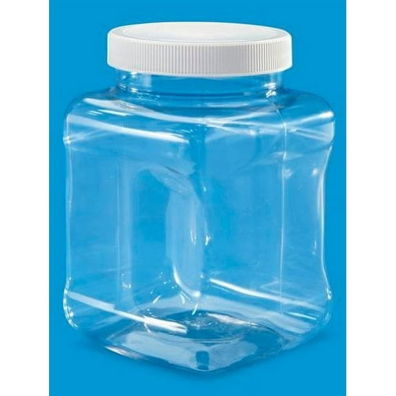 Pride Of India Clear PET Plastic Storage Jar with Cap - 16 oz, 12-Jar Pack