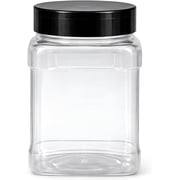 Pride Of India | Airtight Food Storage Container | 16 Oz Clear PET Wide Mouth Jar With Cap | Stackable Storage And Pantry Organizer | BPA-Free, Made In USA