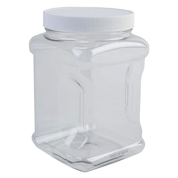 Pride Of India PET Plastic Storage Jar with Cap, 64 oz