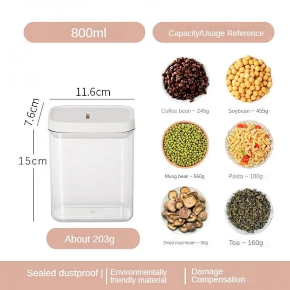 Clear Food Grade Plastic Storage Jar Airtight Seal for Kitchen Snacks ...