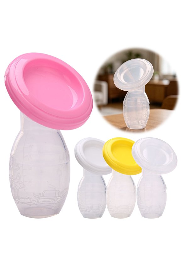 Clear Food-Grade Silicone Manual Breast Pump with Lid, Handheld Milk Collector for Breastfeeding Mothers