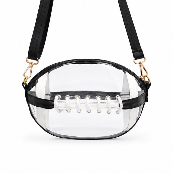 Clear Football Bag for Stadium Events, Crossbody Purse with Shoulder Strap, Game Day Bag for Concerts Sports Games