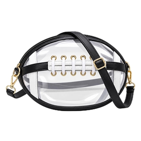 Clear Football Bag for Women, Adjustable Strap, Stadium Approved Clear Shoulder Bag with Lace Detail for Game Day, Concerts
