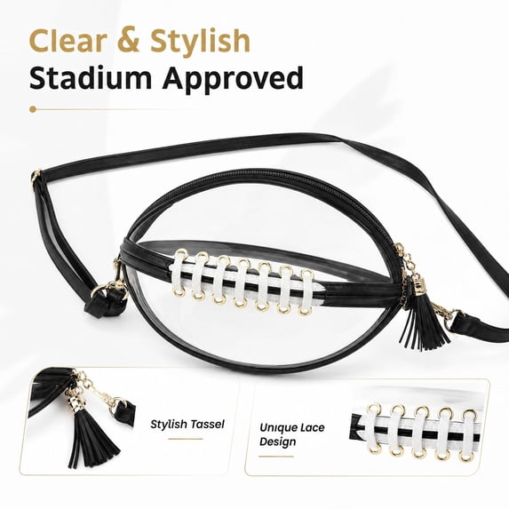 Clear Football Purse, Football Shaped Clear Stadium Bag,Clear Bag For Stadium Events And Concerts