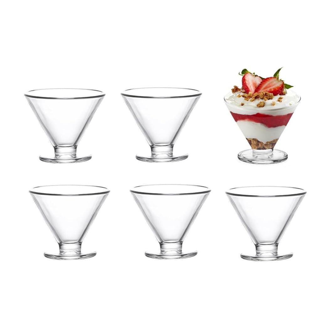 CHPINDAM 9oz Glass Dessert Bowls Set Of 12 - Ice Cream Sundae Cups For Snacks, Yogurt & Fruit