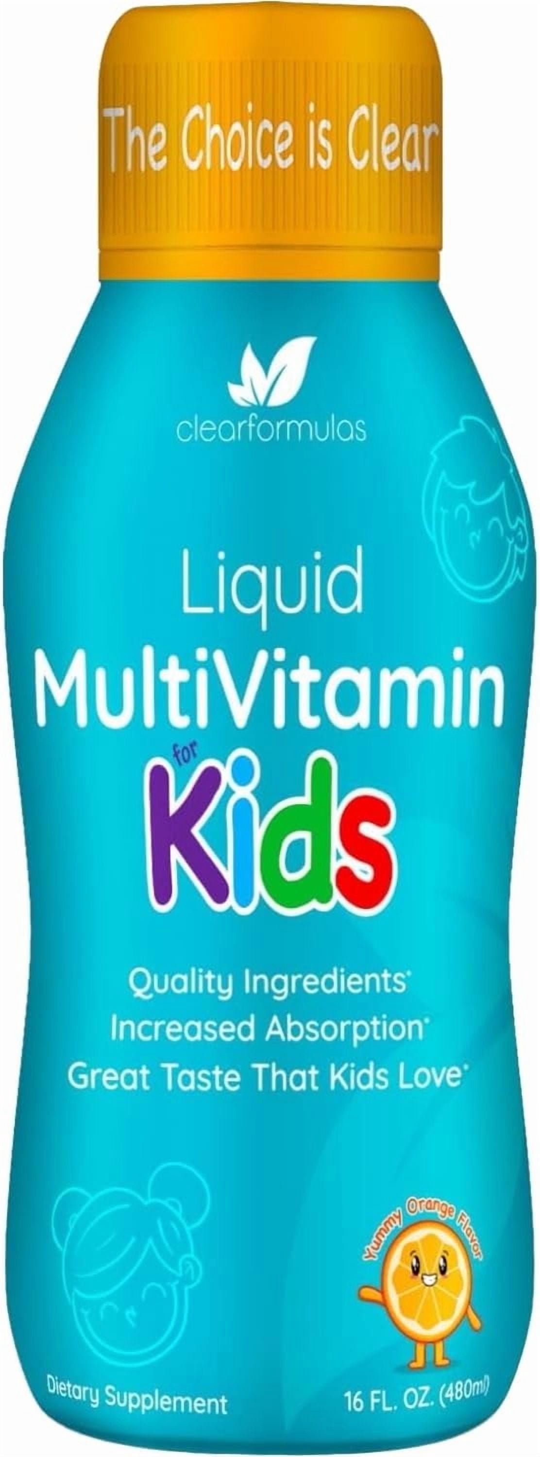 Clear Formulas Liquid Multivitamin for Kids w/ Quercetin for Immune Support, Orange Flavor, 16 fl oz