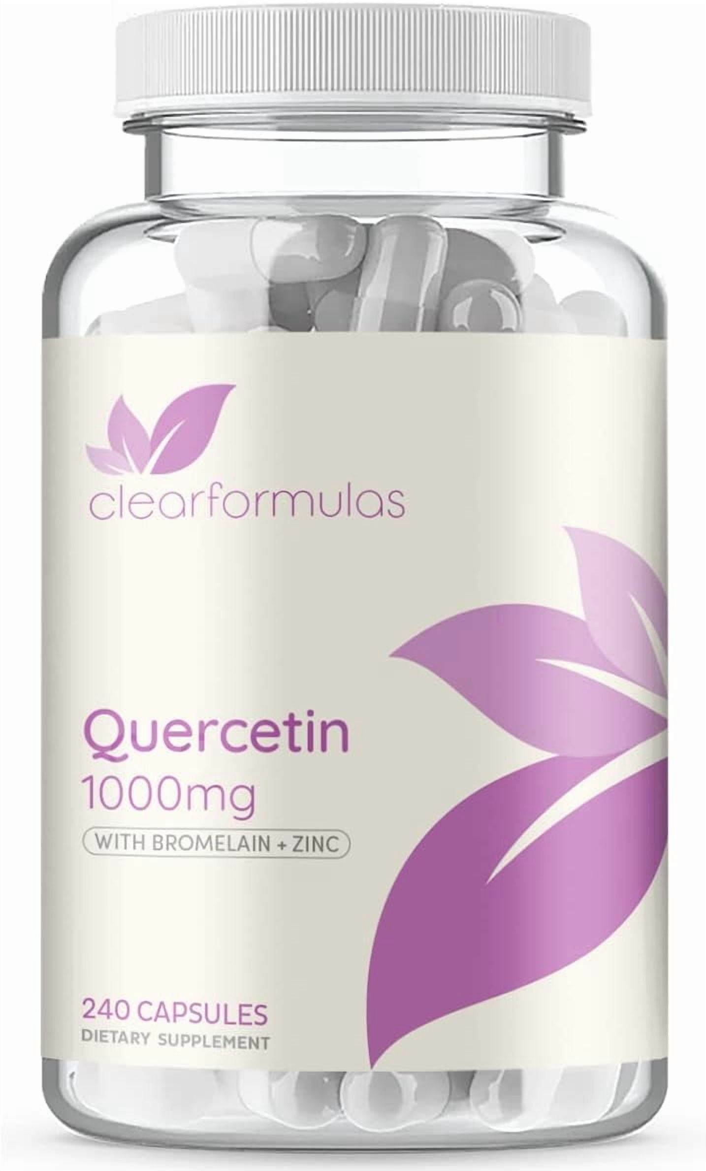 Clear Formulas Quercetin with Bromelain and Zinc Supplement Capsules 1000mg, Immune Support, 240 Count