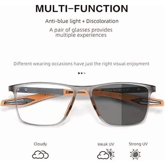 Clear Frame Grey Temple Multifocal Photochromic Reading Glasses, Smart Transition Lenses Turn Grey in Sun, Blue Light Reduction for Computer Work & Daily Read, Lovely Birthday Gift Idea