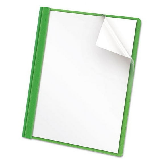 Clear Front Report Cover, Prong Fastener, 0.5" Capacity, 8.5 X 11, Clear/green, 25/box | Bundle of 2 Boxes