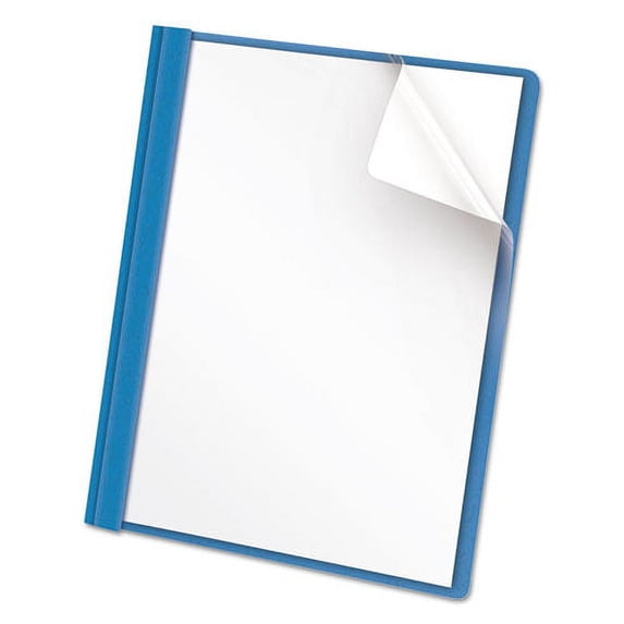Clear Front Report Cover, Prong Fastener, 0.5" Capacity, 8.5 X 11, Clear/light Blue, 25/box | Bundle of 10 Boxes