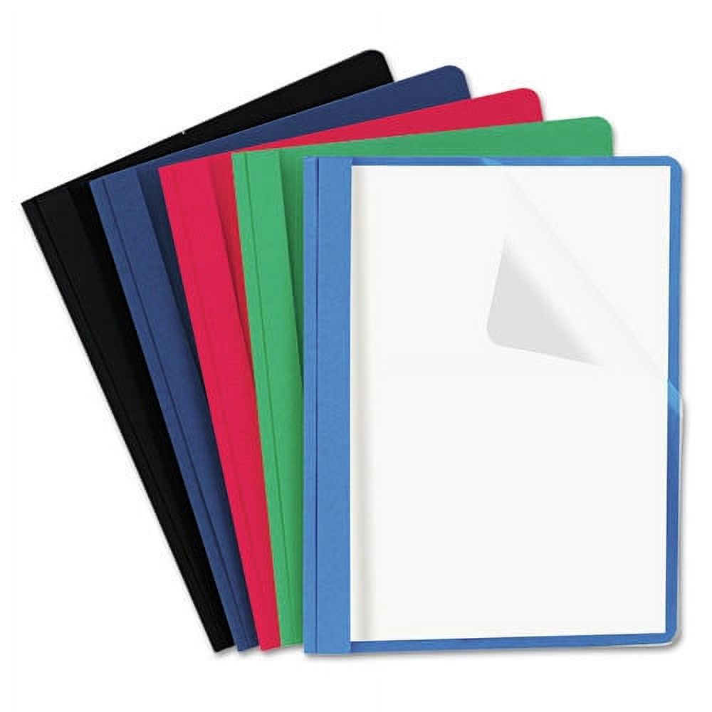 Clear Front Report Cover, Tang Fasteners, Assorted Colors, 25 Covers
