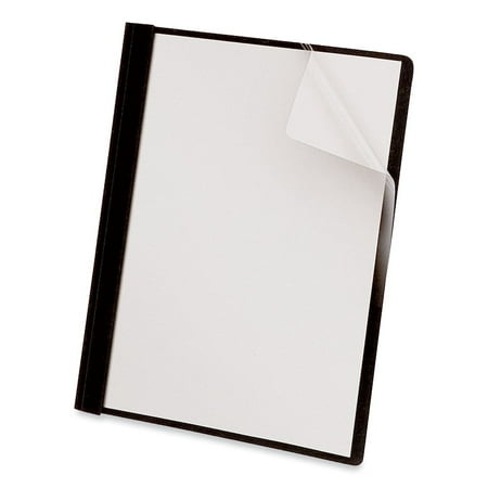 Universal UNV57120 0.5 in. Capacity 8.5 in. x 11 in. Prong Fastener Clear Front Report Cover - Clear/Black (25/Box)