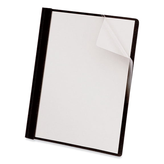 Universal UNV57120 0.5 in. Capacity 8.5 in. x 11 in. Prong Fastener Clear Front Report Cover - Clear/Black (25/Box)
