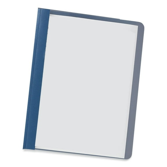 Universal UNV57122 0.5 in. Capacity 8.5 in. x 11 in. Prong Fastener Clear Front Report Cover - Clear/Dark Blue (25/Box)