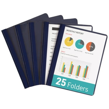 Clear Front Report Covers, 3 Double-Prong Fasteners, 25 Covers (47961)