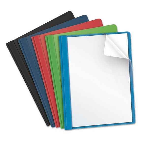 "Clear Front Standard Grade Report Cover, Three-Prong Fastener, 0.5"" Capacity, 8.5 X 11, Clear/assorted, 25/box | Bundle of 10 Boxes"