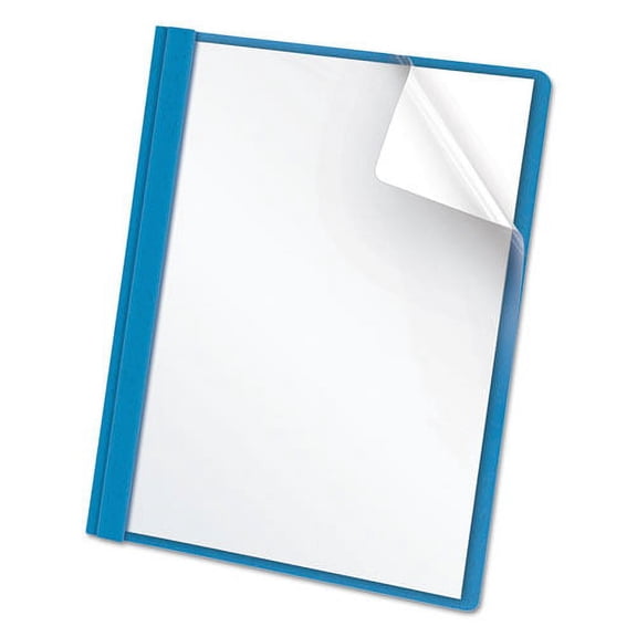 Clear Front Standard Grade Report Cover, Three-Prong Fastener, 0.5" Capacity, 8.5 X 11, Clear/light Blue, 25/box | Bundle of 10 Boxes