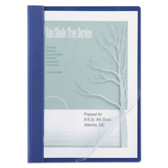Clear Front Vinyl Report Cover, Prong Fastener, 0.5" Capacity, 8.5 x 11, Clear/Blue