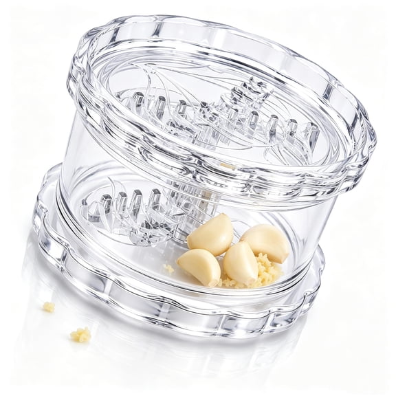 Clear Garlic Twister Mincer, Onion Manual Garlic Press & Grinder for Ginger, Onion, Herbs, Nuts, Compact Rotary Chopper, Easy to Clean Dishwasher Safe Kitchen Tool