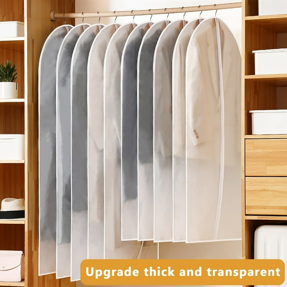 Clear Garment Bags Clothes Covers Protecting Dusts for Storage Plastic Garment Bags Hanging Clothes Bags Dress Bag for Gowns Long with Zipper for Closet