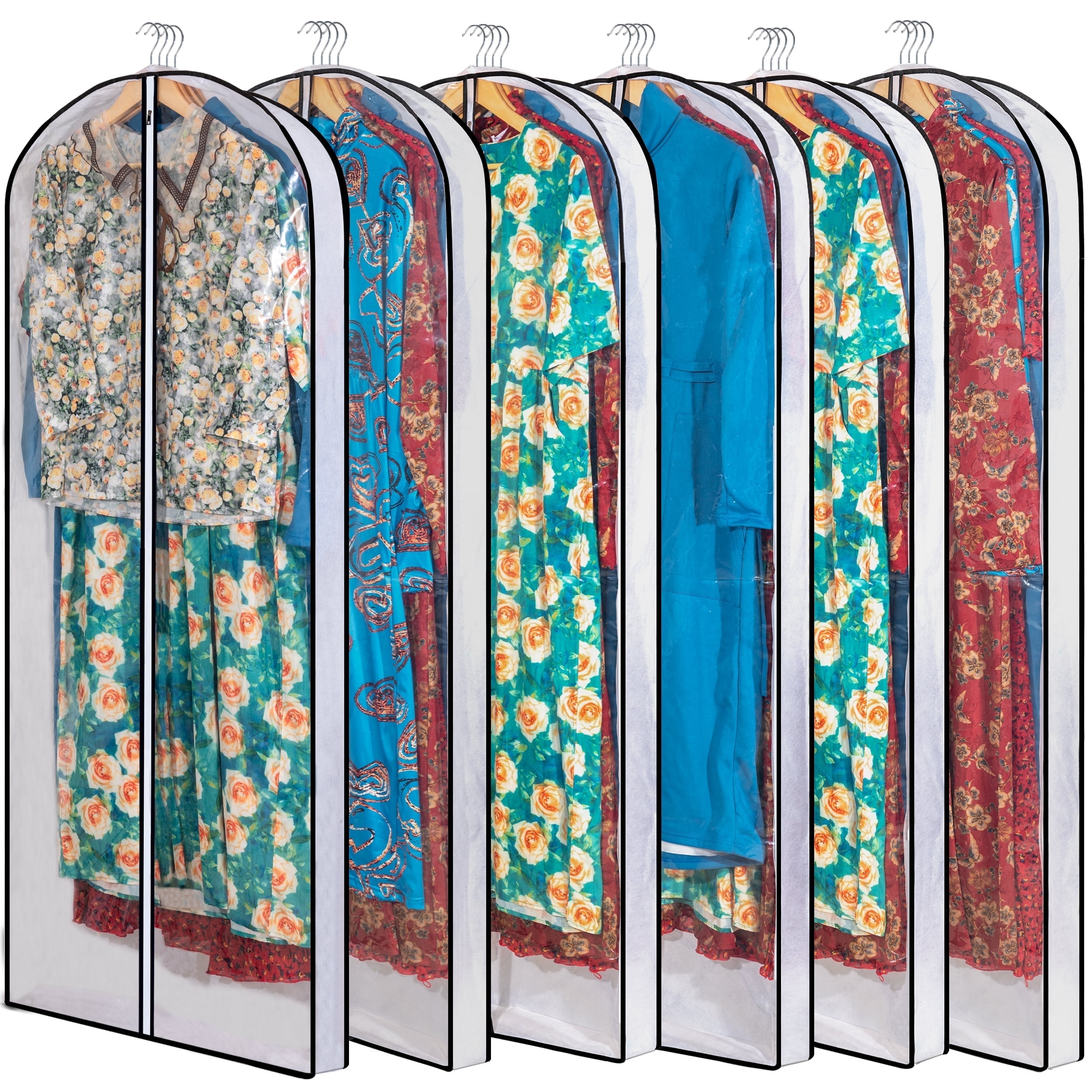BAG WIZARD 40 Garment Bags For Closet Storage (5 Pack) - Clear Zippered Suit Bags For Jackets & Shirts